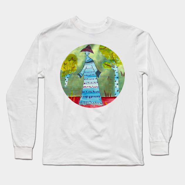 Lady in a hat painting Long Sleeve T-Shirt by Judinart